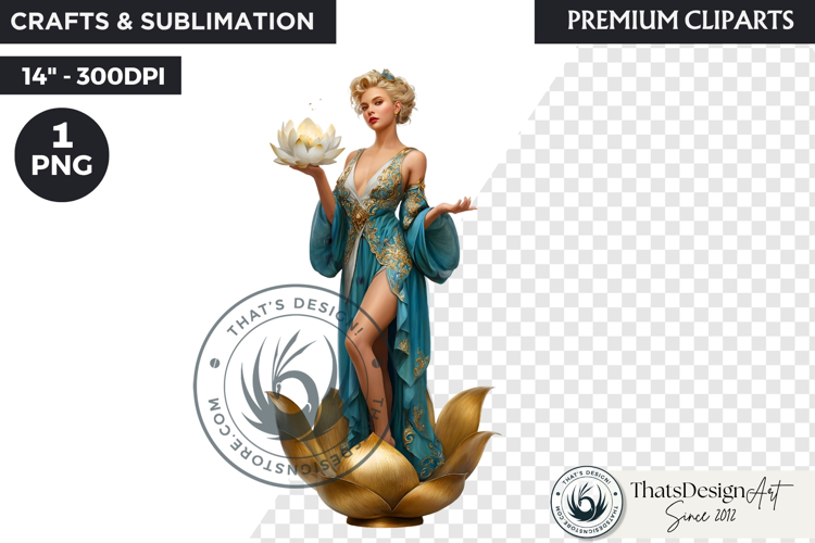 Royal Lotus Princess Fantasy Goddess Floral Clipart
