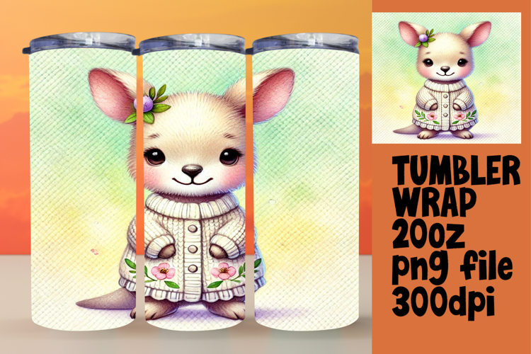 CHARMING 20oz Tumbler Template for Custom Gifts , Cute Anima