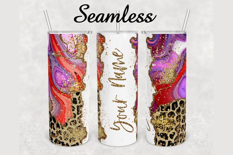 Cheetah Gold Glitter Agate 20 oz sublimation design tumbler