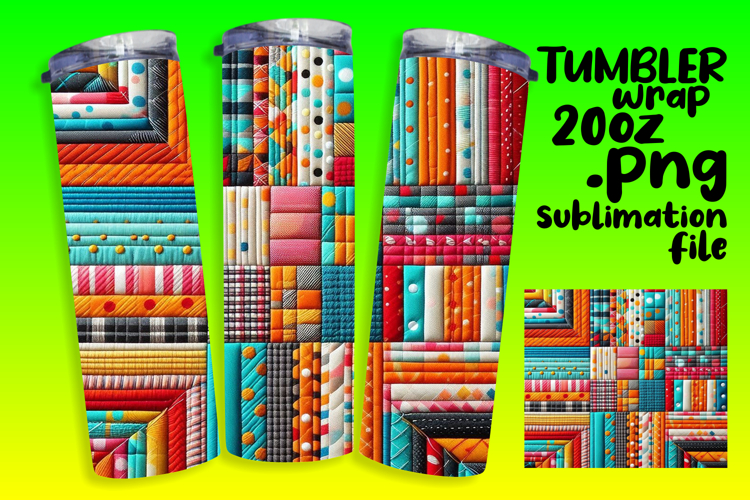 VIBRANT Sublimation Tumbler Design , Patchwork