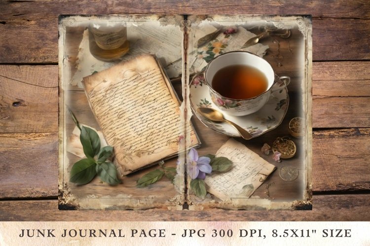 Printable Junk Journal Pages tea 6 example image 1