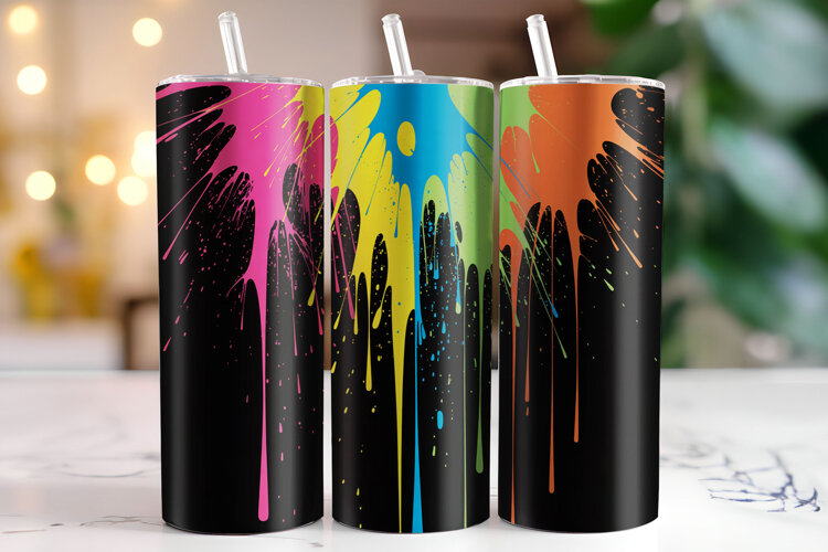 Paint Splashes Tumbler Wrap | Sublimation | Tumblers example image 1