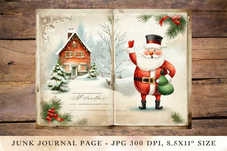 Printable Junk Journal Pages christmas santa claus 4