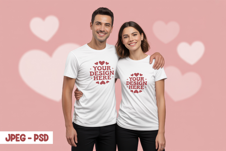 Valentine Couple T Shirt PSD JPEG Mockup