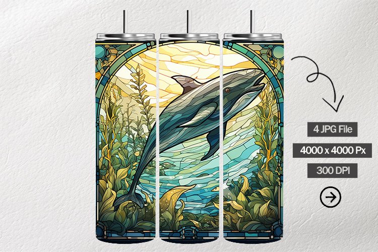 Whale Stained Glass Square Coaster - 4 Variation