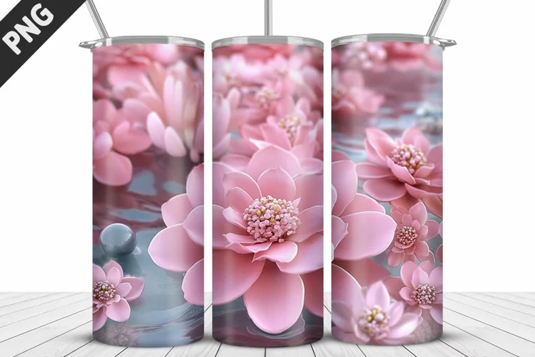 3D Daisy Flowers 20oz Tumbler Wrap | Sublimation Design