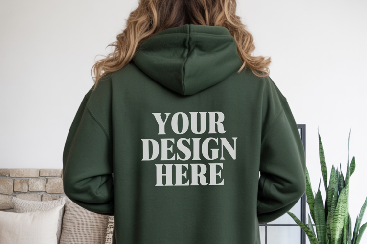 Forest Green Gildan 18500 Hoodie Mockup ,Cozy Unisex Sweatsh