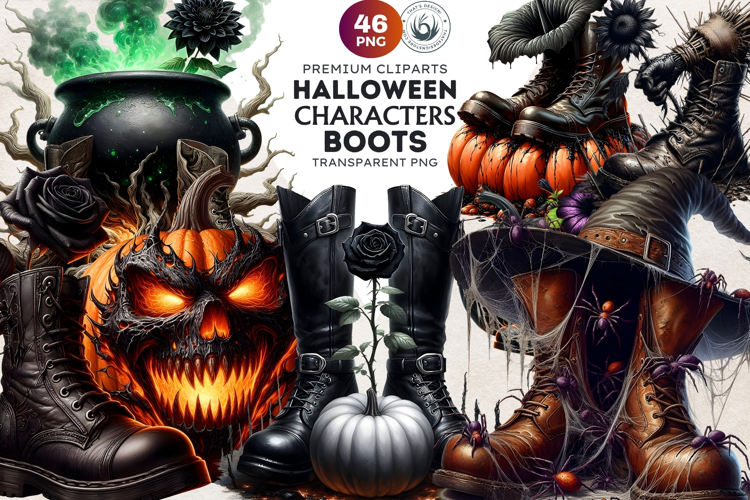 Halloween Character Boots - Spooky Gothic Clipart PNG