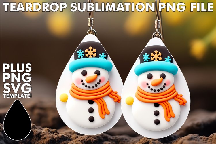 Winter Magic 3D Snowman Earrings - Teardrop Charm