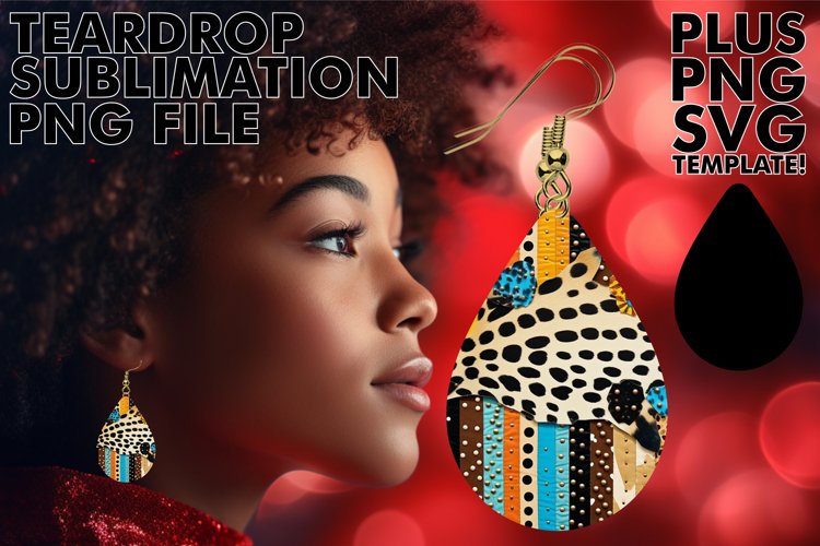 Sublime Teardrop Earrings with Leopard Watercolor