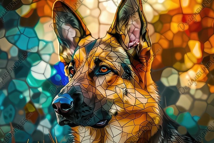 German Shepherd Stained Glass Background Wallpaper