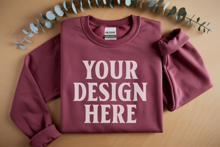 Gildan 18000 Red Folded Flat Lay Mockups