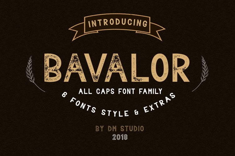 BAVALOR - ALL CAPS FONT FAMILY WITH EXTRAS example image 1