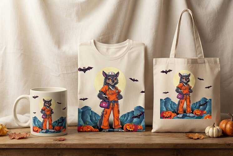 Werewolf Nurse Halloween PNG | Spooky Medical Clipart example image 1