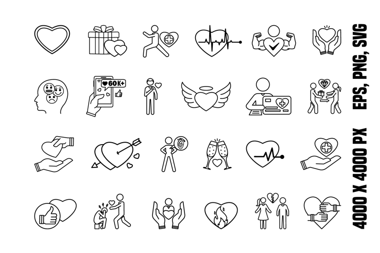Line Heart Icon Set