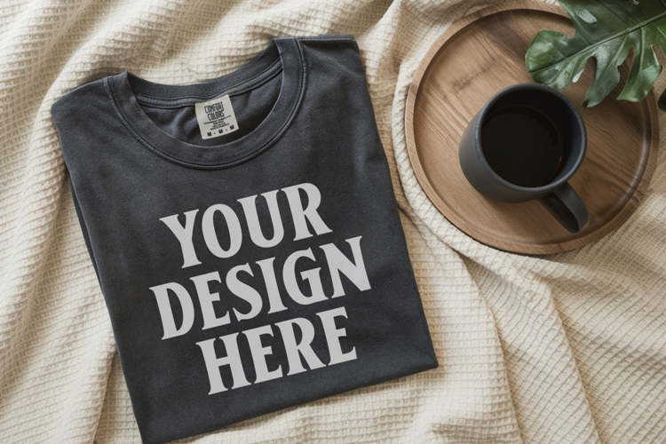 Pepper Comfort Colors 1717 Folded Tshirt Mockups