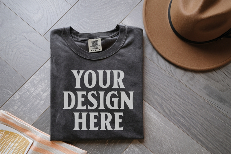 Pepper Comfort Colors 1717 Folded Tshirt Mockups