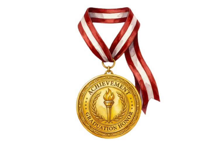 Gold Graduation Medal Honor Award Clipart