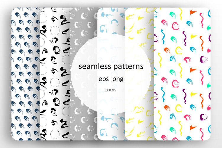 6 seamless patterns set with paints example image 1