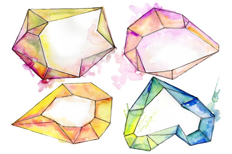 Aquamarine crystals Watercolor png example image 1