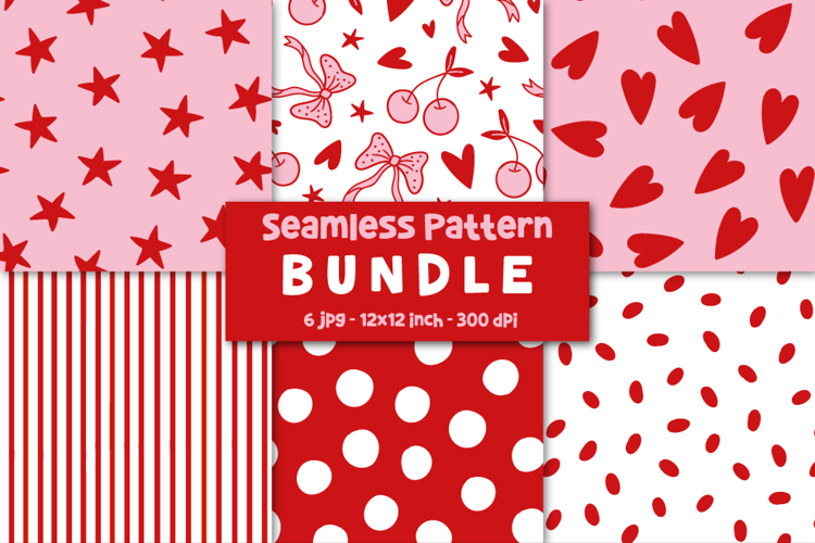 Valentines Bundle Love Patterns Pink Red Backgrounds