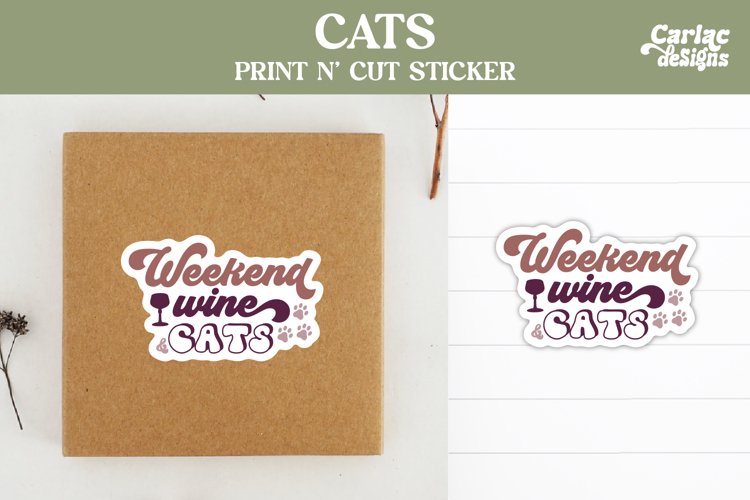 Weekend Wine Cats, Funny Cat Stickers