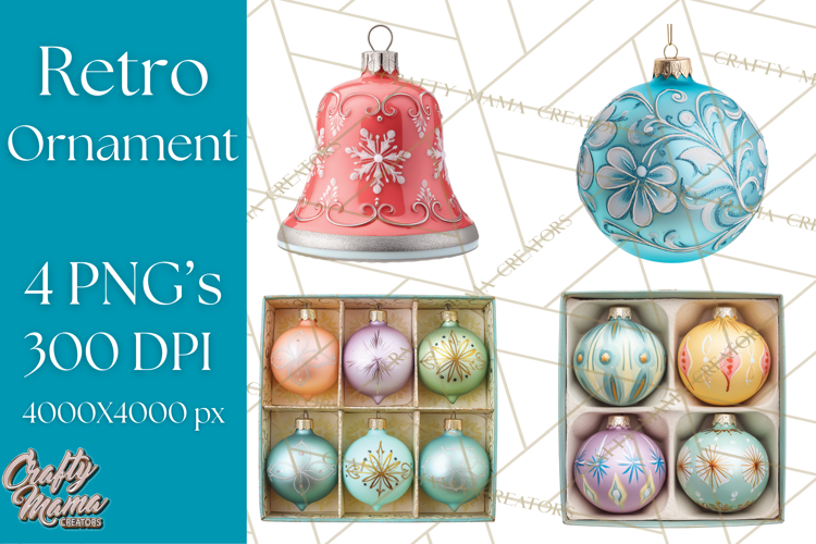 Retro Ornament Clipart PNG, Vintage Christmas Clip Art