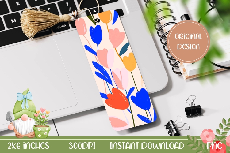 Cartoon Flowers Bookmark, Abstract Flowers Bookmark PNG
