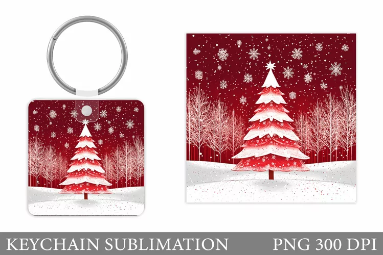 Christmas Tree Keychain. Christmas Keychain Sublimation
