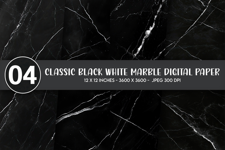 Classic Black White Marble Digital Paper example image 1