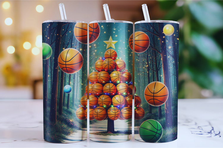 Merry Basketball Tumbler Wrap | Christmas Wrap