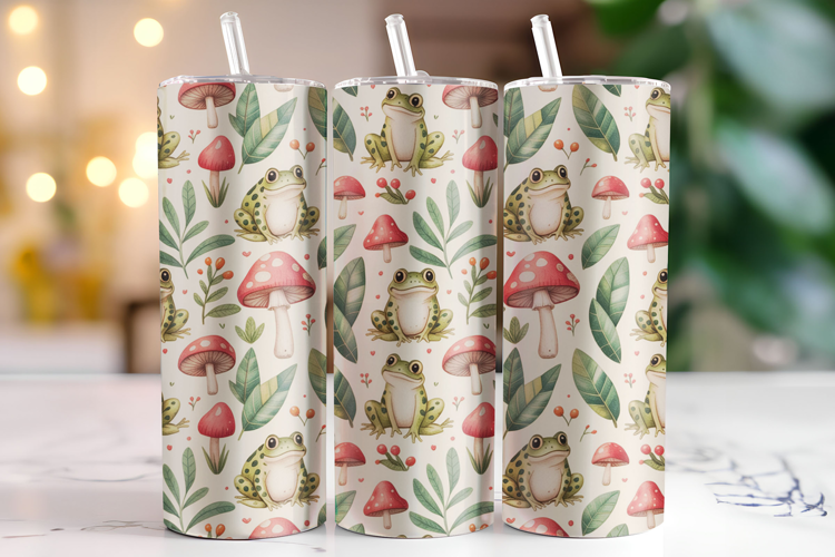 Frog & Mushroom Tumbler Wrap | Sublimation | Tumblers