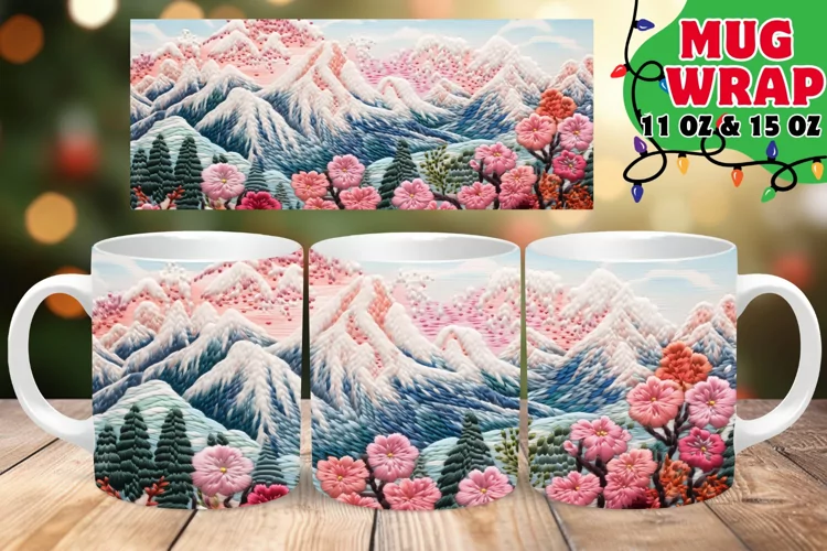 Winter Embroidered 3D Snowman Dream 11oz Mug Wrap