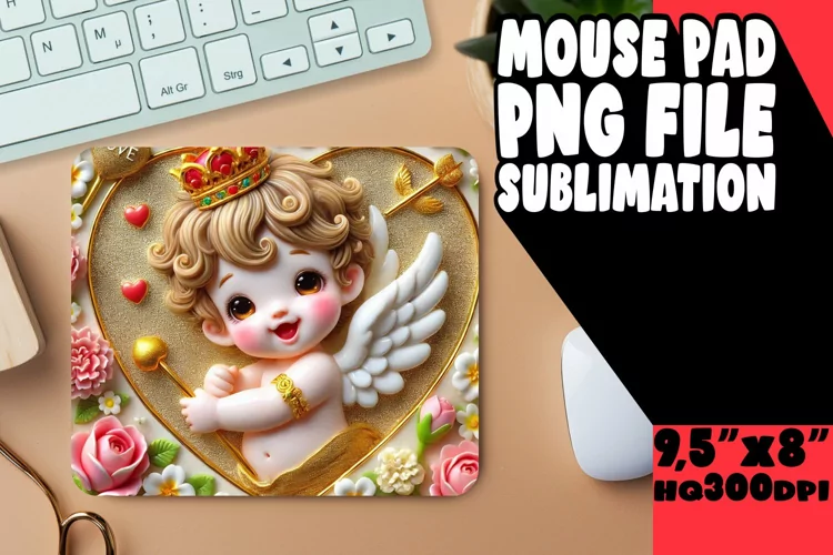 WHIMSICAL DESK MAT PLAYFUL DESIGN, 3D Cupid