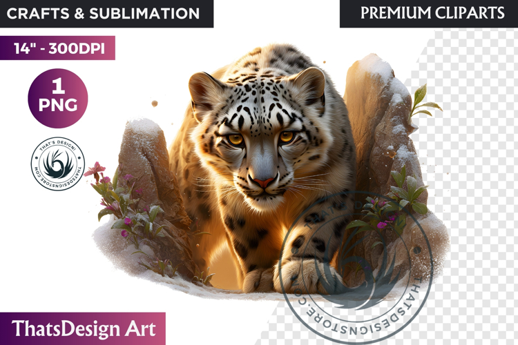 Leopard Watercolor Arctic Winter Animal Clipart Wildlife