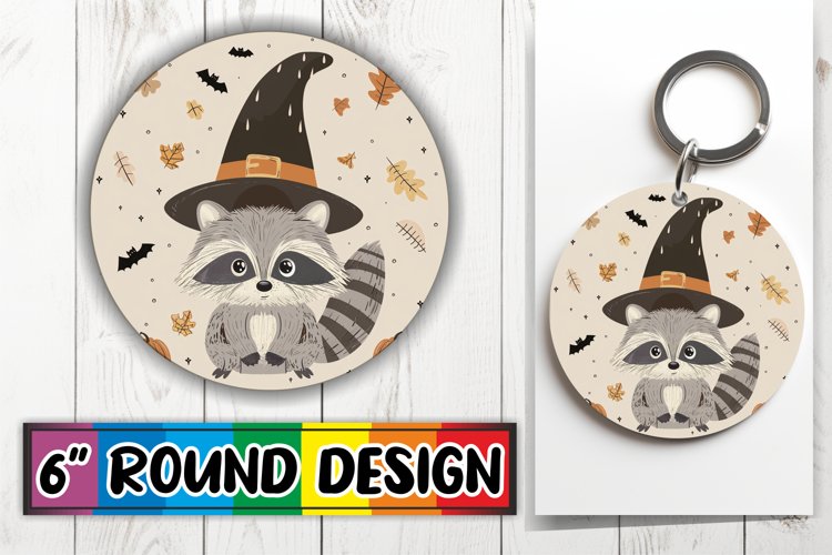 Halloween Boho Animal Round Design PNG Keychain