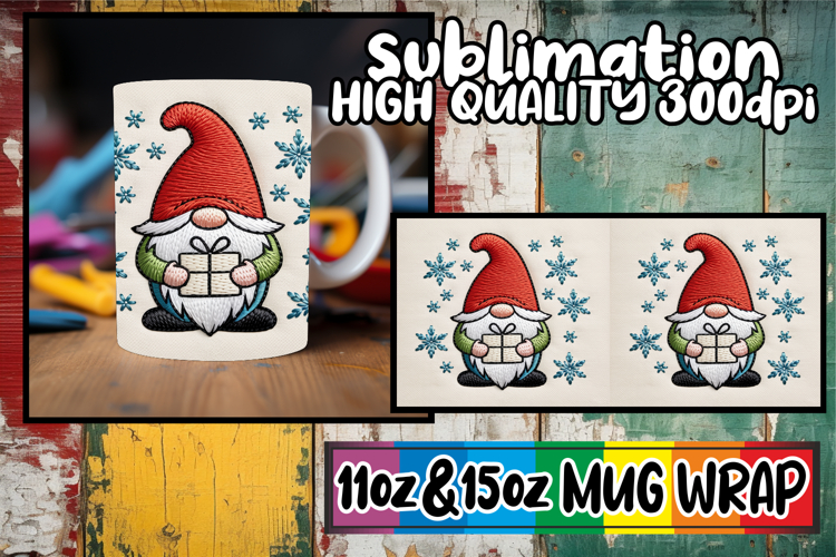 Cheerful sunsets 11oz 15oz sublimation wrap, Gnomes