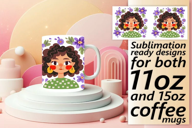 Lovely Woman Floral Mug Wrap Sublimation 11oz/15oz