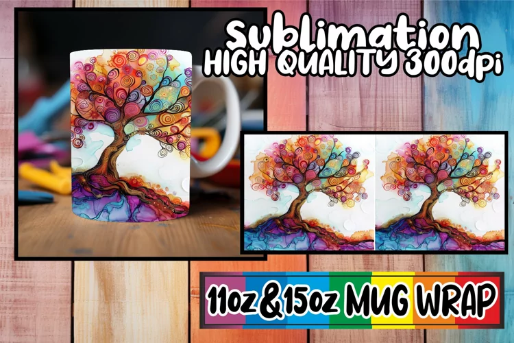 Blossom Cascade Mug Wrap - Sublimation 11oz 15oz