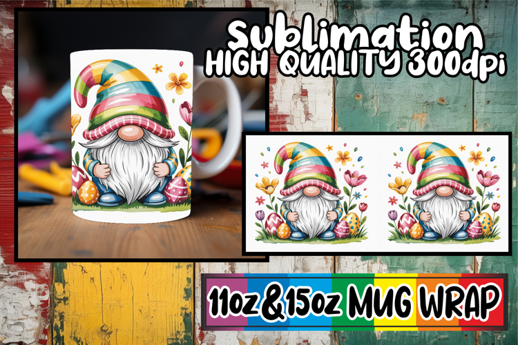 Cheerful journeys 11oz 15oz sublimation wrap, Easter Gnomes