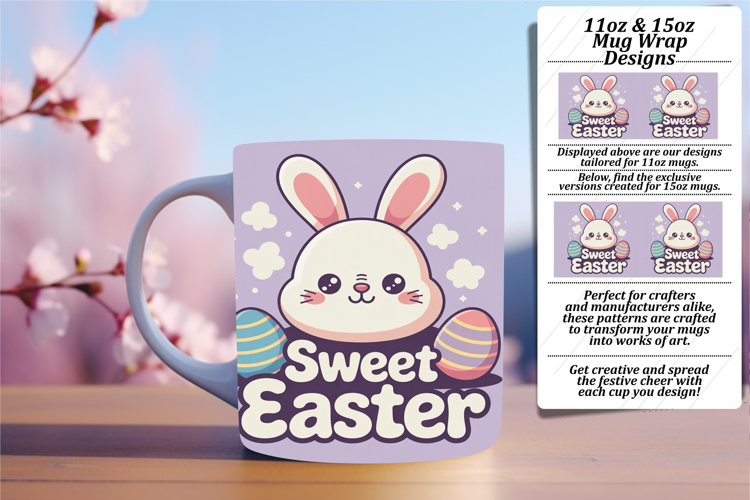 Fashionable 11oz Mug Wrap Png Template , Easter Bunny