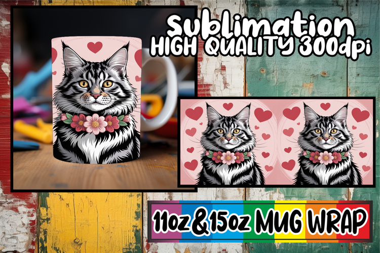 Tender love 11oz 15oz sublimation wrap, Valentines Cat