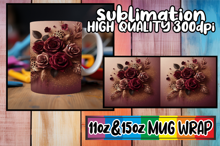 Bright love 11oz 15oz sublimation wrap, Leopard Prints