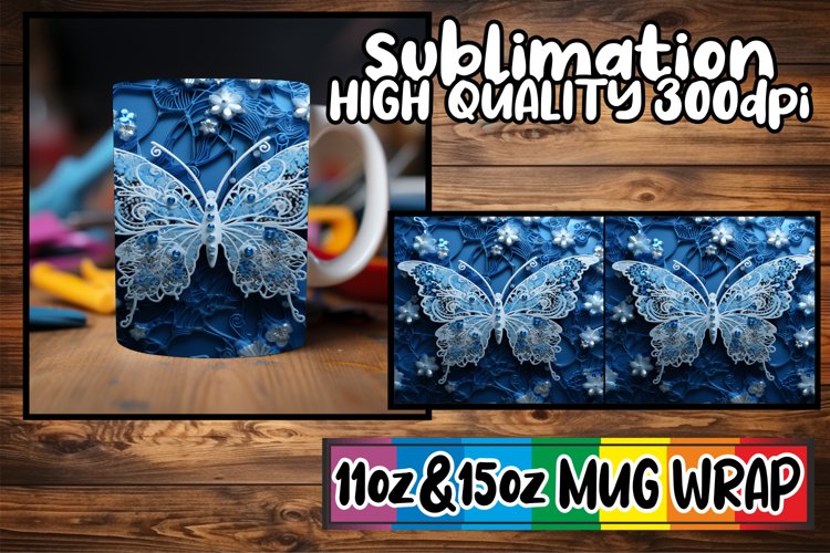 Butterfly Elegance: Sublimation Mug Wrap Artistry