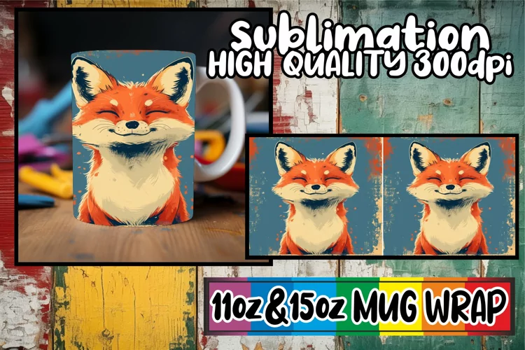 Retro Wildlife Mug Wrap 11oz 15oz Range