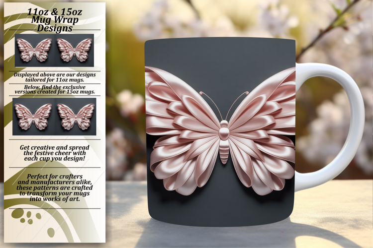 Artful 11oz Mug Wrap Png Template , Butterfly