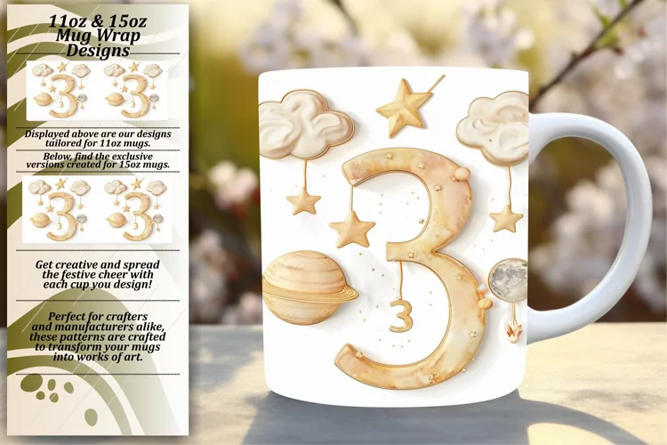 Celestial Illumination: Sublimation Mug Wrap Art 11oz/15oz