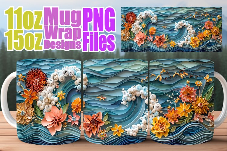 Summer Seascape 3D Mug Wrap - Coastal Wonder