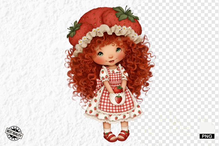 Summer Strawberry Girl Clipart
