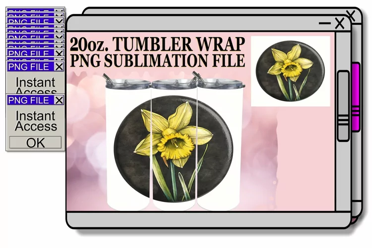 Denim Flower Tumbler Sublimation Spring 20oz